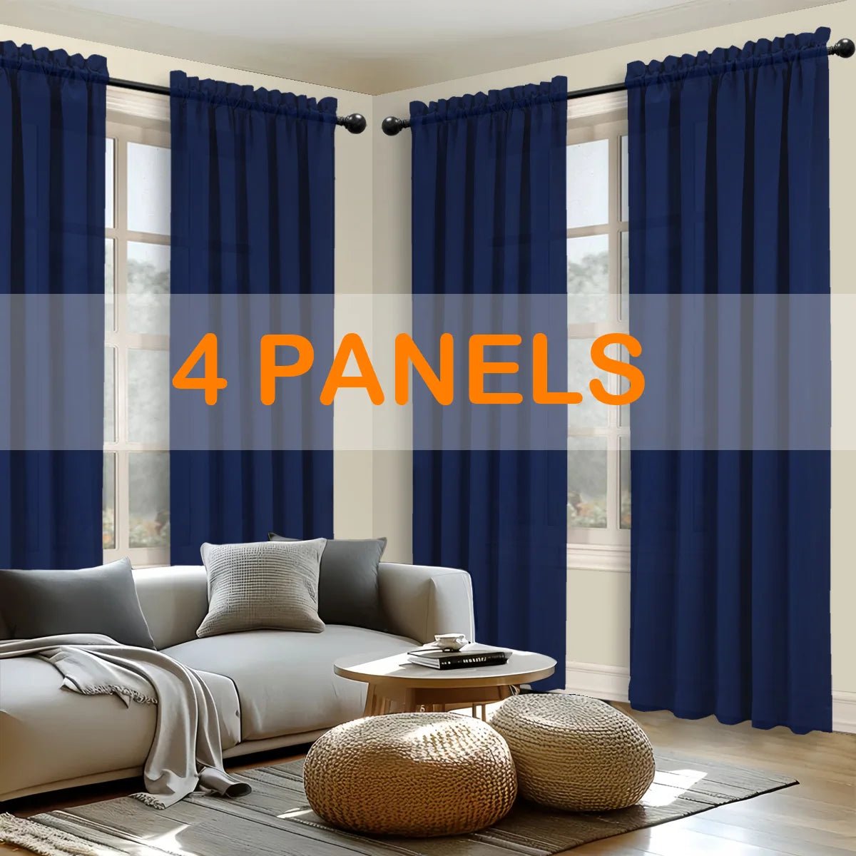 4pcs Light Filtering Curtains - DailyBasicNeeds.com