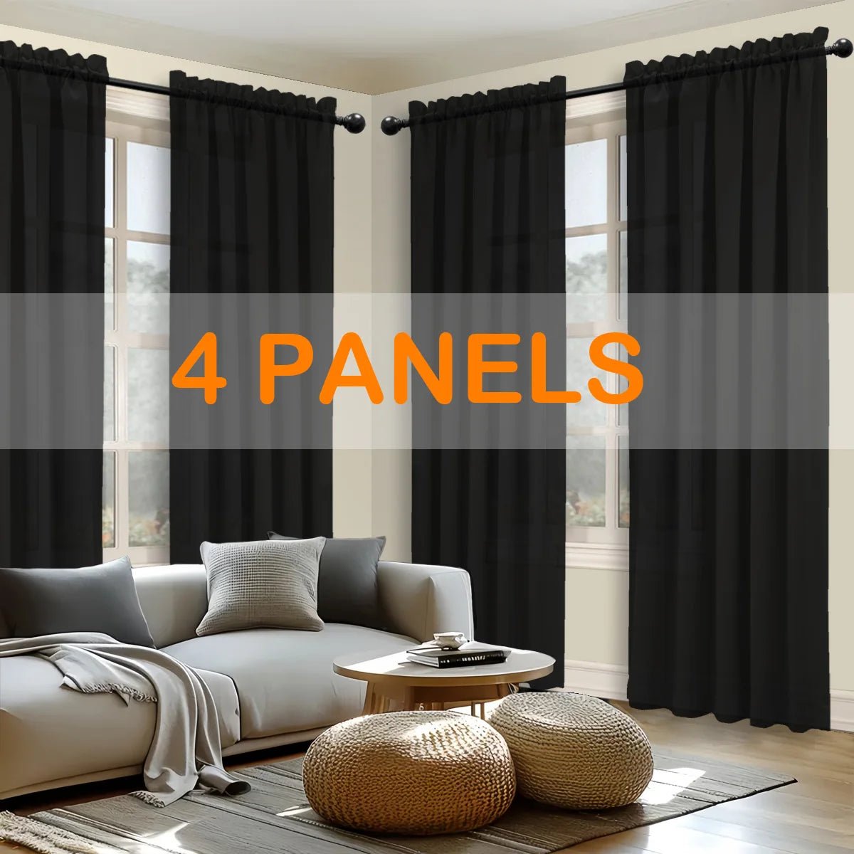4pcs Light Filtering Curtains - DailyBasicNeeds.com