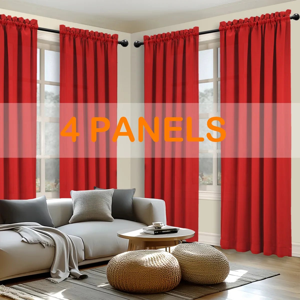 4pcs Light Filtering Curtains - DailyBasicNeeds.com