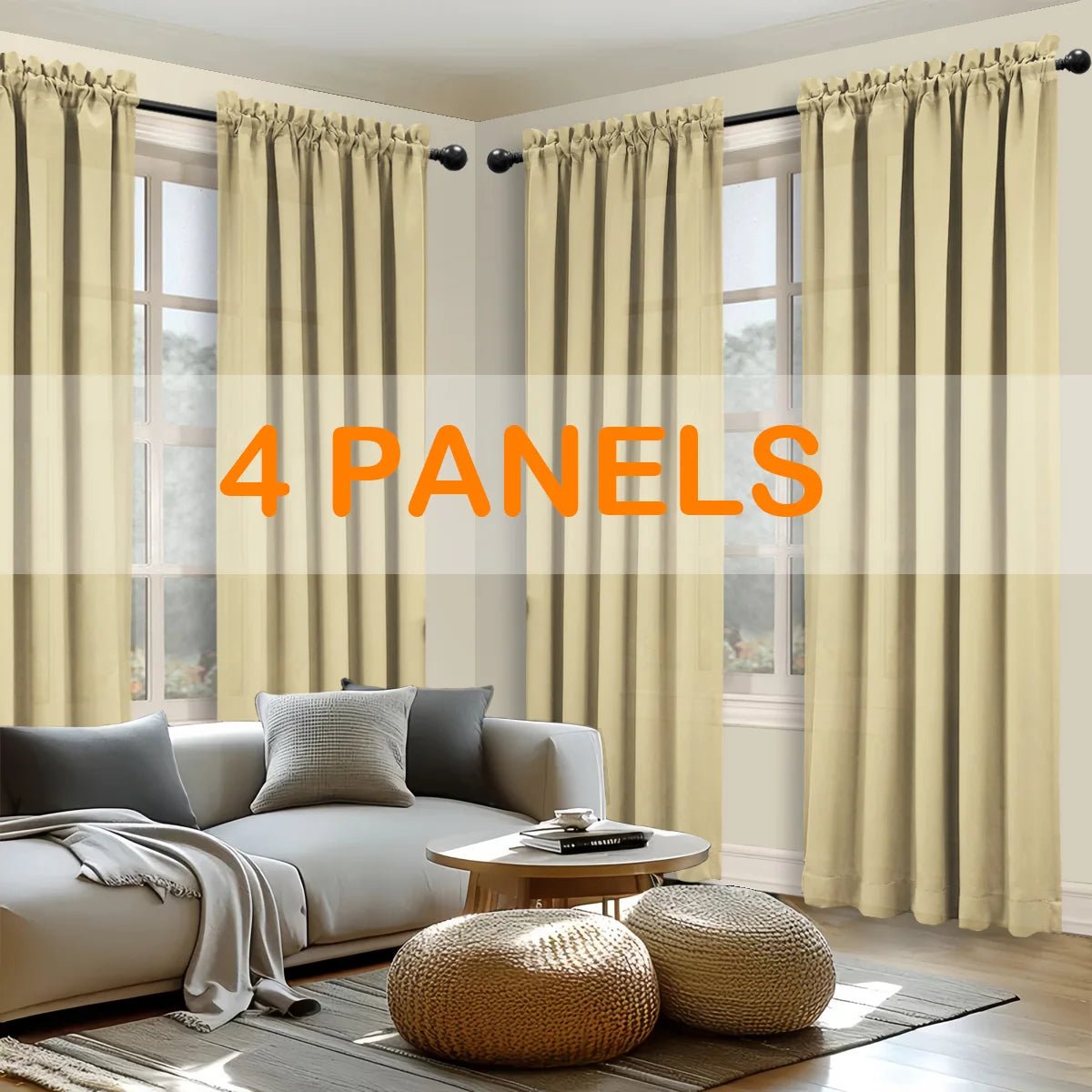 4pcs Light Filtering Curtains - DailyBasicNeeds.com