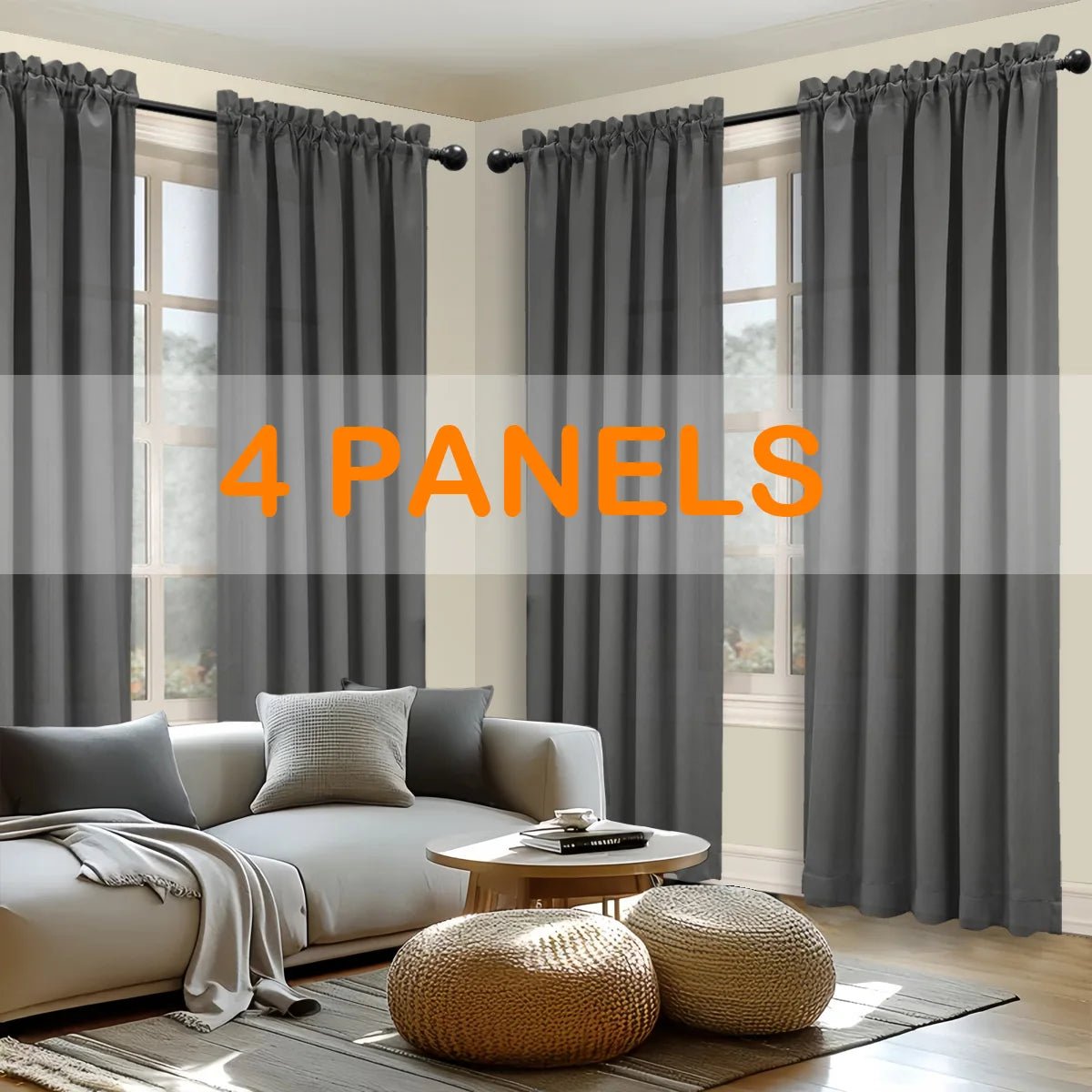 4pcs Light Filtering Curtains - DailyBasicNeeds.com