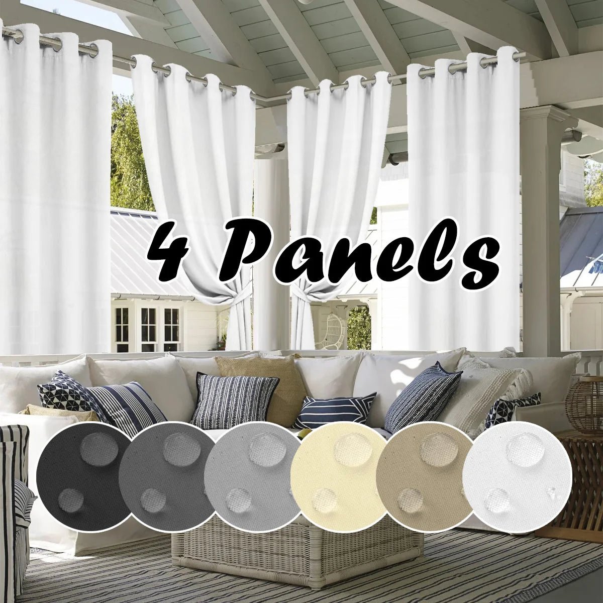 4PCS Waterproof Privacy Outdoor Curtain - DailyBasicNeeds.com