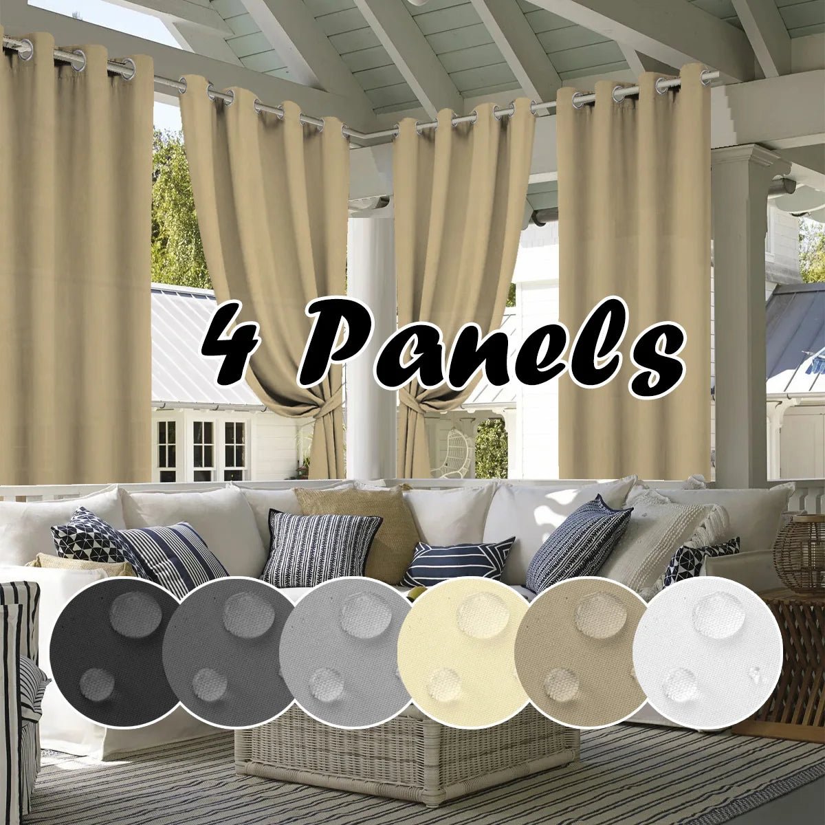 4PCS Waterproof Privacy Outdoor Curtain - DailyBasicNeeds.com