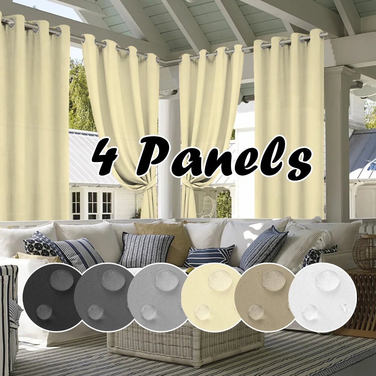 4PCS Waterproof Privacy Outdoor Curtain - DailyBasicNeeds.com