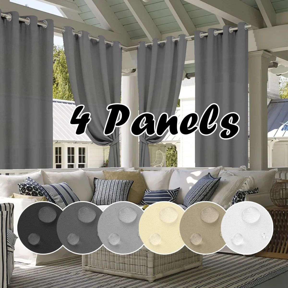 4PCS Waterproof Privacy Outdoor Curtain - DailyBasicNeeds.com