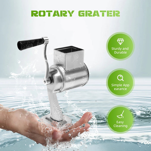5 Blade Stainless Steel Veggie Chopper or Manual Rotary Cheese Grater - DailyBasicNeeds.com