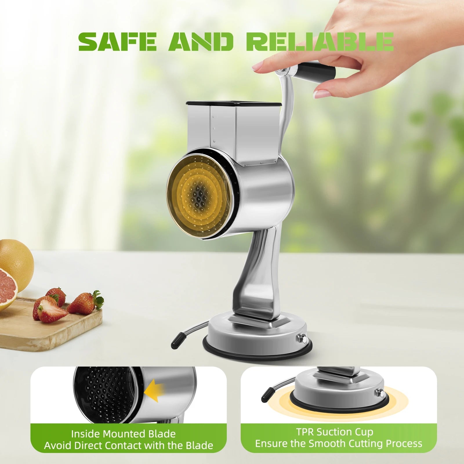 5 Blade Stainless Steel Veggie Chopper or Manual Rotary Cheese Grater - DailyBasicNeeds.com