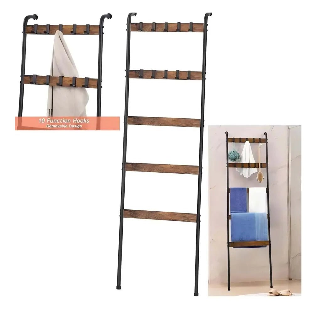 5 - Tier Blanket Ladder with 10 Hooks - DailyBasicNeeds.com