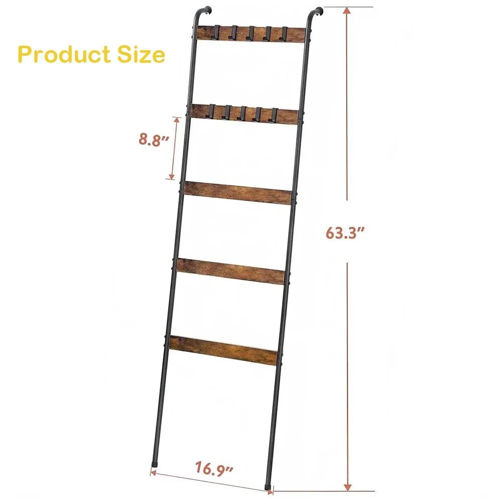 5 - Tier Blanket Ladder with 10 Hooks - DailyBasicNeeds.com