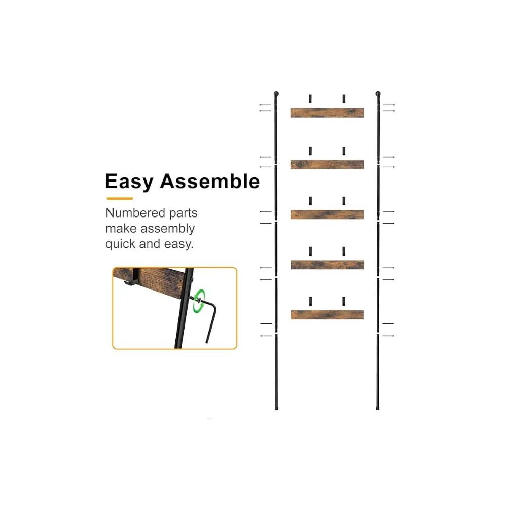 5 - Tier Blanket Ladder with 10 Hooks - DailyBasicNeeds.com