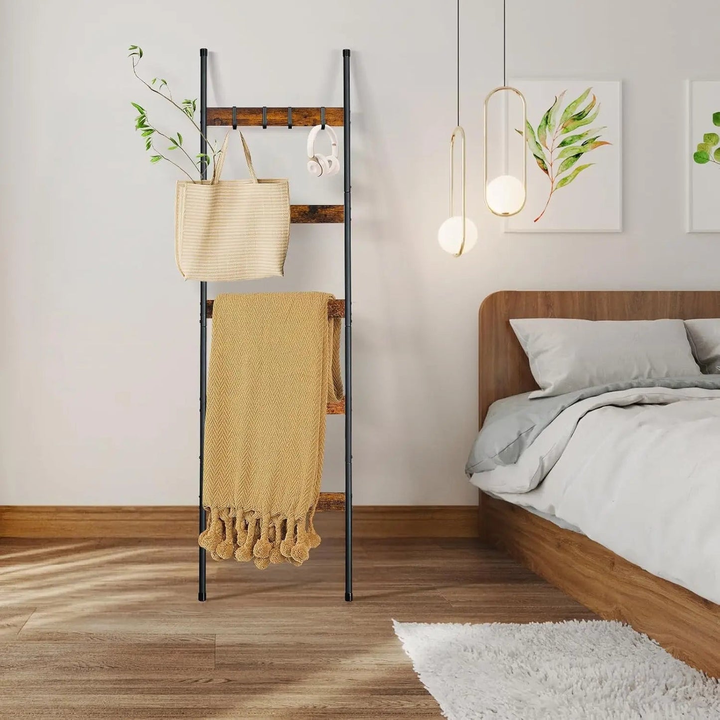 5 - Tier Wooden Blanket Ladder - DailyBasicNeeds.com