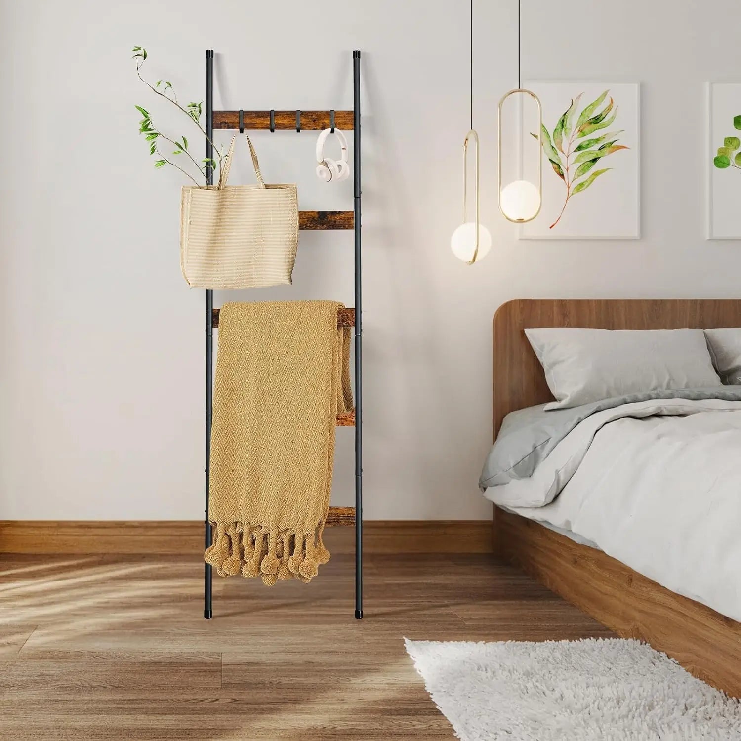 5 - Tier Wooden Blanket Ladder - DailyBasicNeeds.com