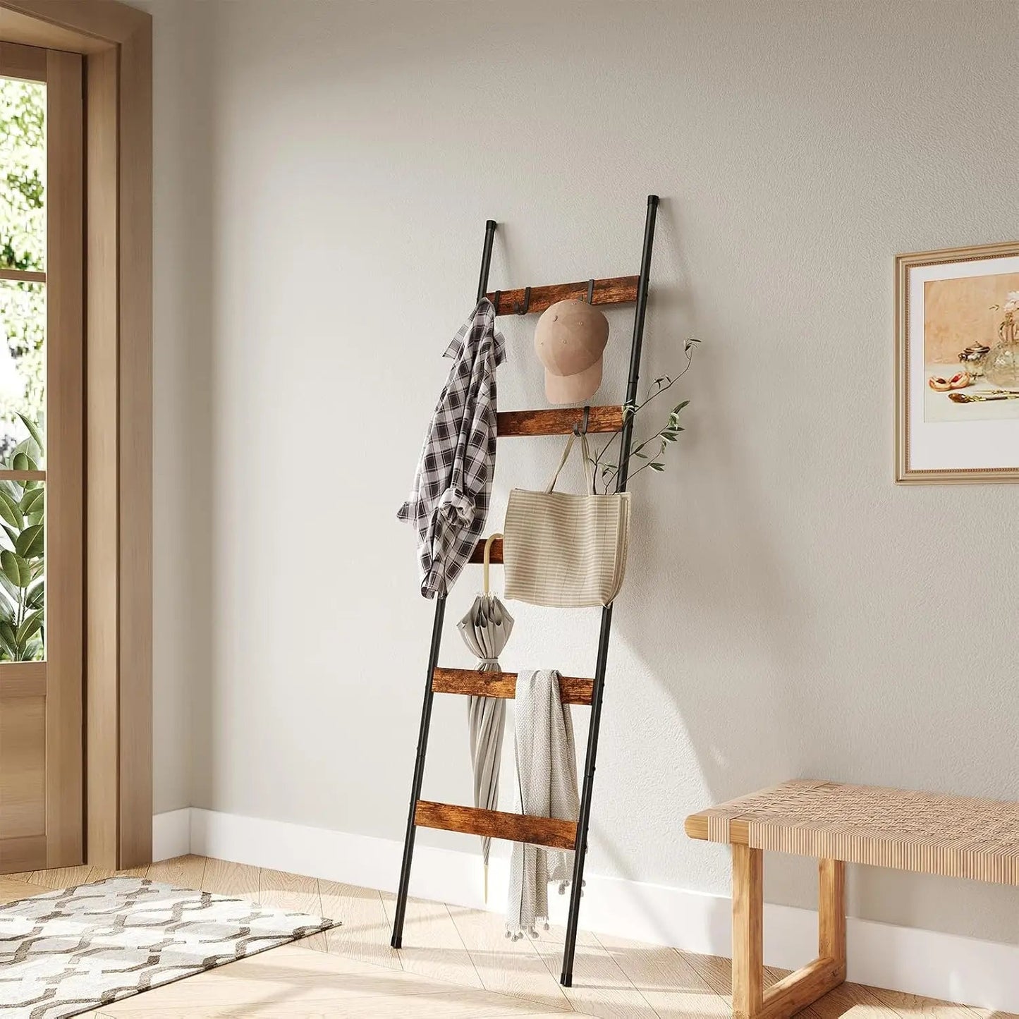 5 - Tier Wooden Blanket Ladder - DailyBasicNeeds.com