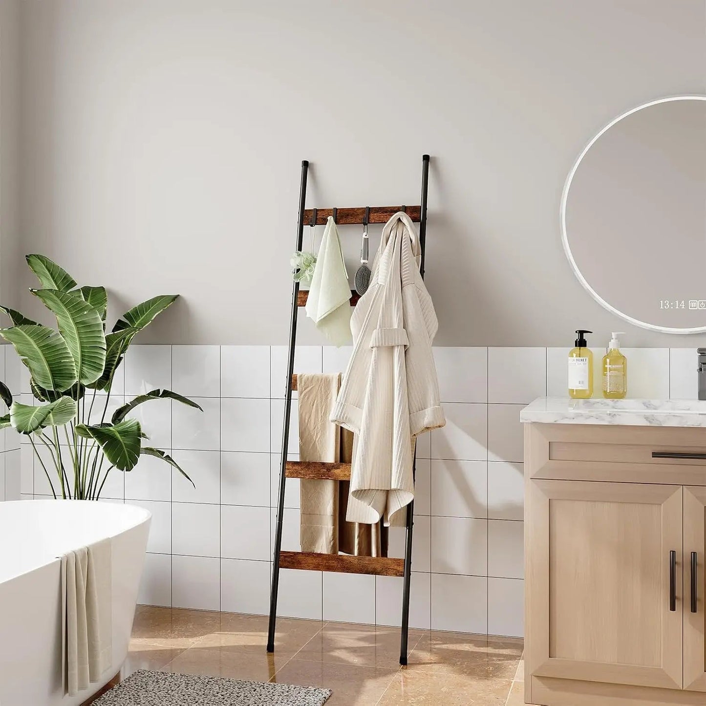 5 - Tier Wooden Blanket Ladder - DailyBasicNeeds.com