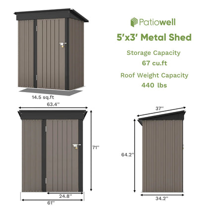 5x3 FT Outdoor Storage Shed - DailyBasicNeeds.com