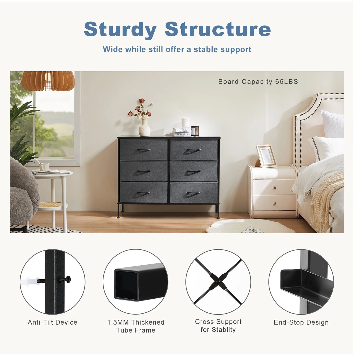 6 Fabric Drawers Nightstand - DailyBasicNeeds.com