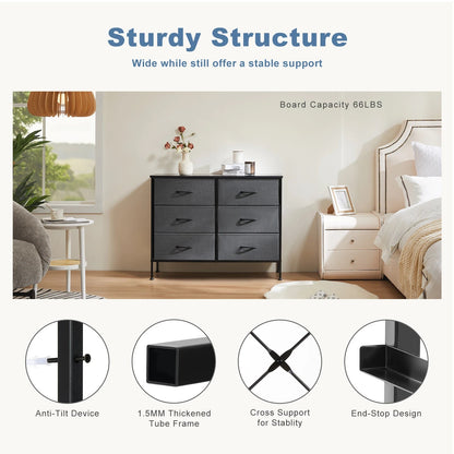 6 Fabric Drawers Nightstand - DailyBasicNeeds.com
