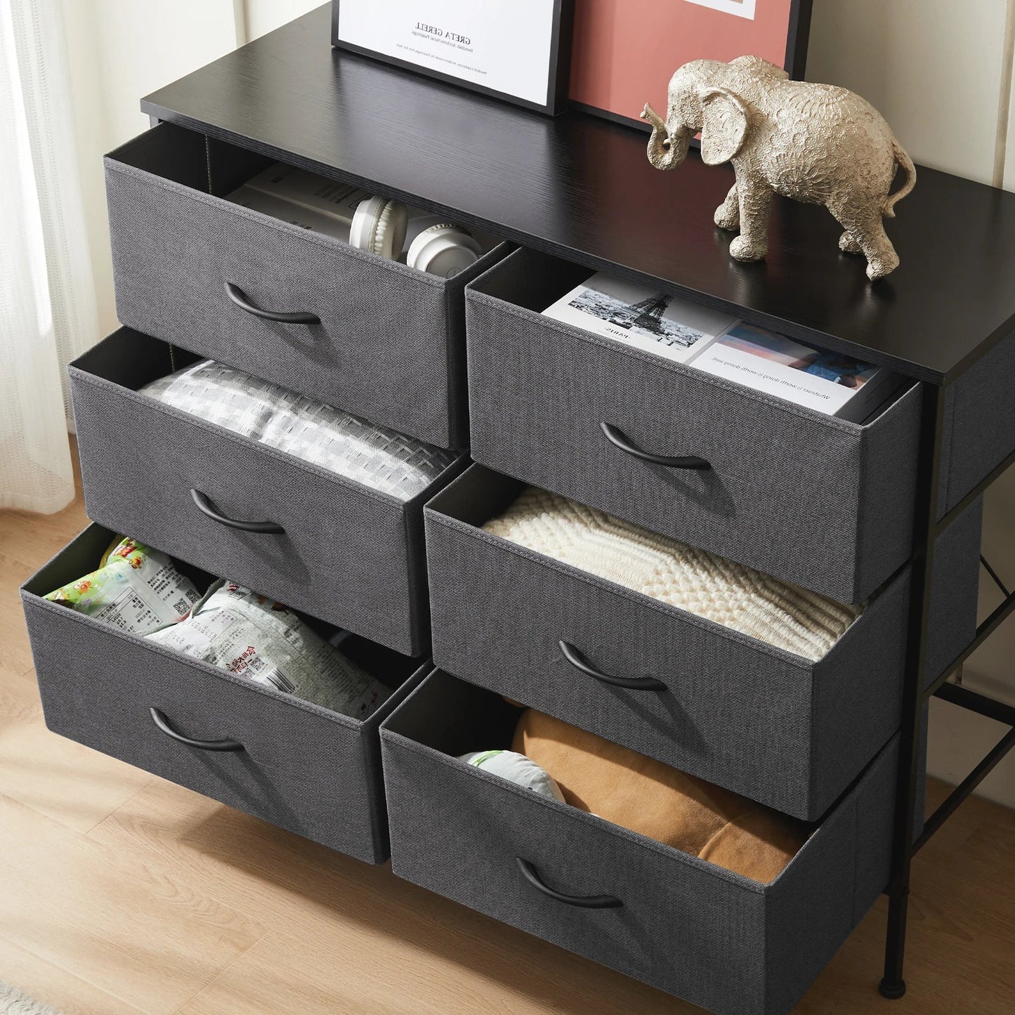 6 Fabric Drawers Nightstand - DailyBasicNeeds.com