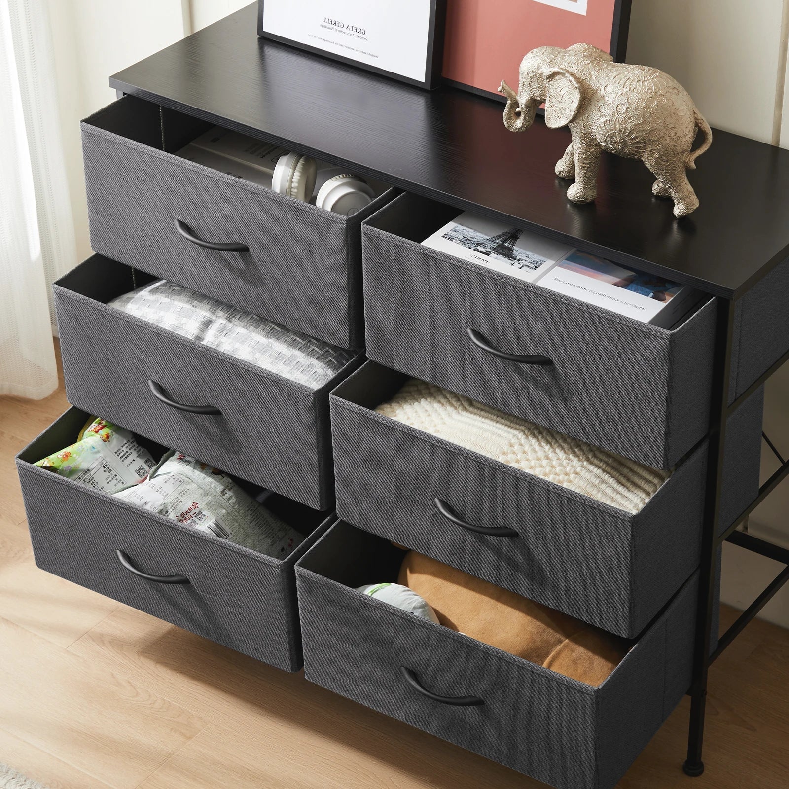 6 Fabric Drawers Nightstand - DailyBasicNeeds.com