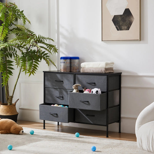 6 Fabric Drawers Nightstand - DailyBasicNeeds.com