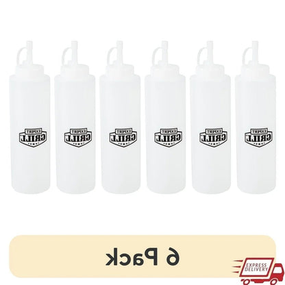 6 Pack 14oz Plastic Squeeze Bottles - DailyBasicNeeds.com