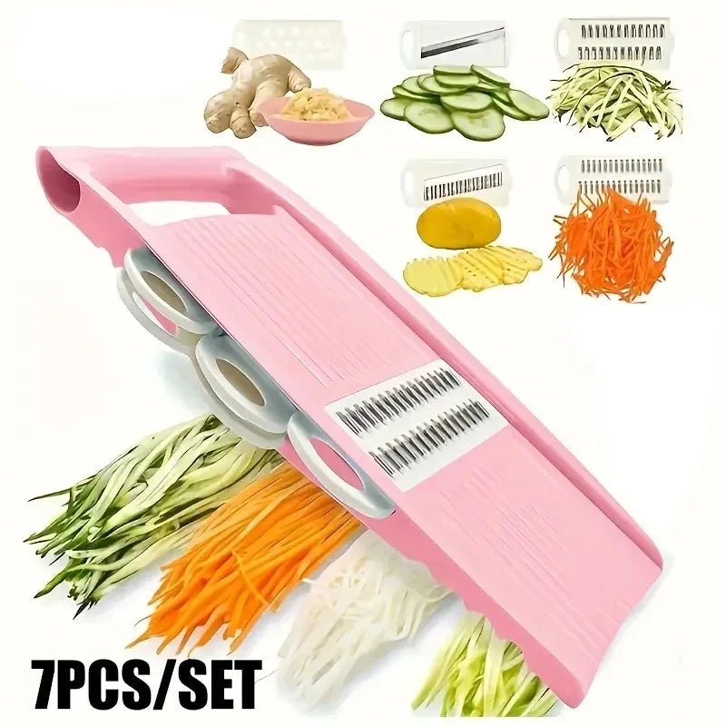 7 - in - 1 Mandoline Food Slicer – Multifunction Vegetable Cutter & Kitchen Prep Tool - DailyBasicNeeds.com