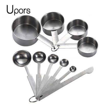 Stainless Steel Measuring Cups and Spoons Set