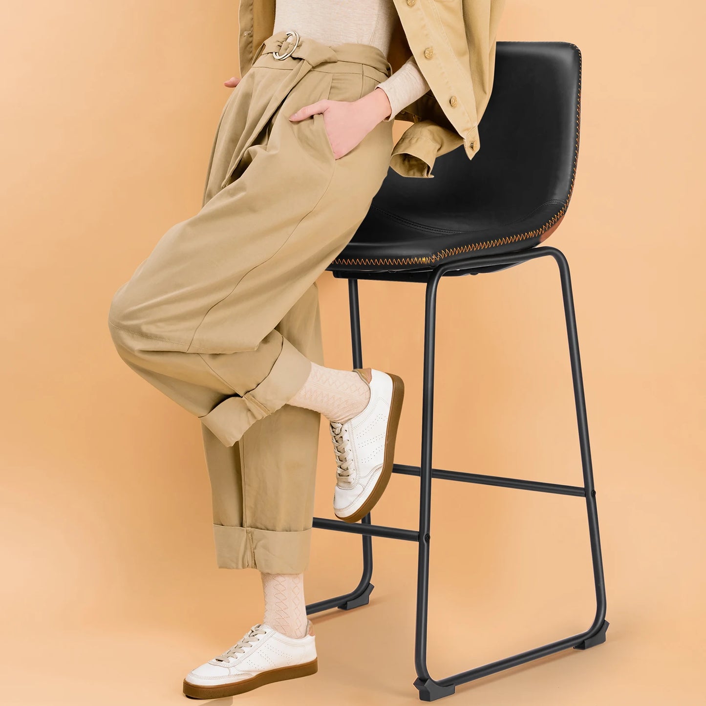 Leather Bar Stools Set of 2