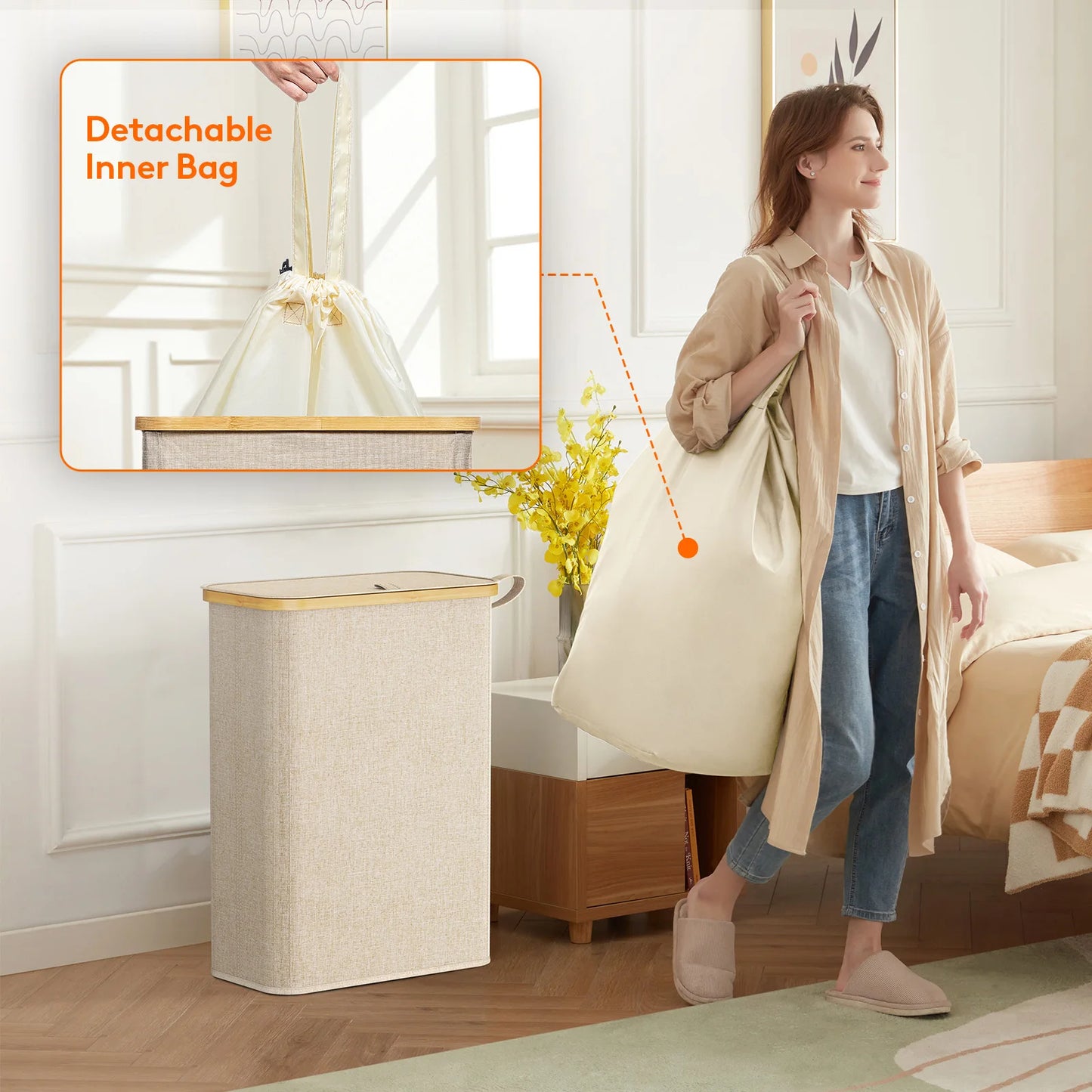 Slim Laundry Hamper with Lid