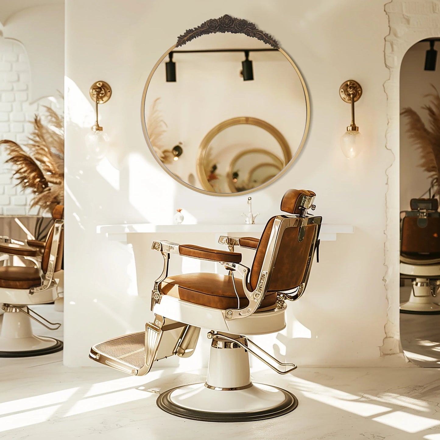 Vintage Baroque Brass Wall Mirror