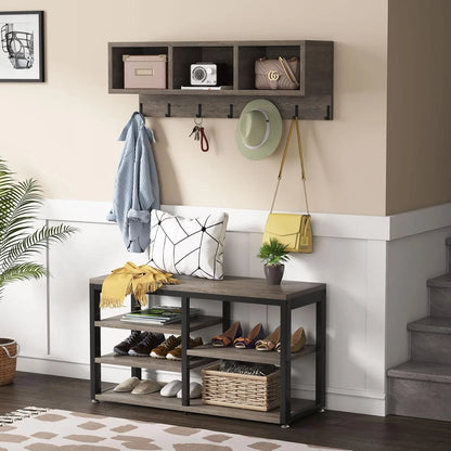 7 Hooks for Entryway Hallway with Shoe Bench Set