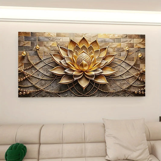 Abstract black gold floral canvas art