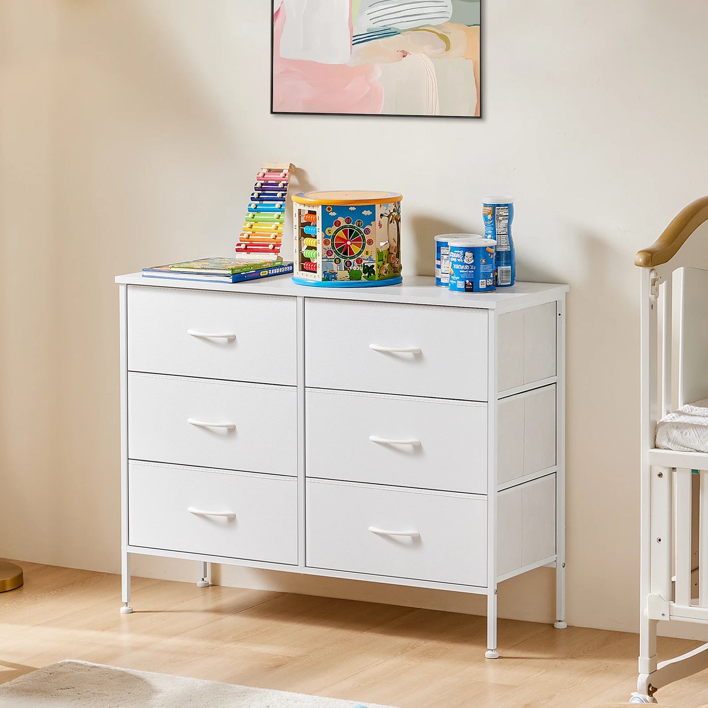 6 Fabric Drawers Nightstand