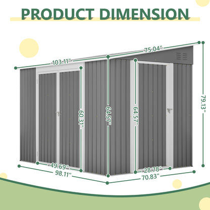 6 x 8 FT Metal Outdoor Storage Shed