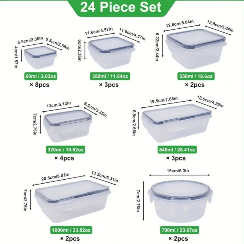 24 Airtight Containers & Lids with Labels