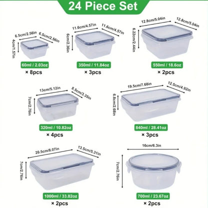 24 Airtight Containers & Lids with Labels