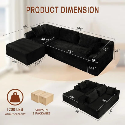 Modular Sectional Sofa with L-Shape Chaise