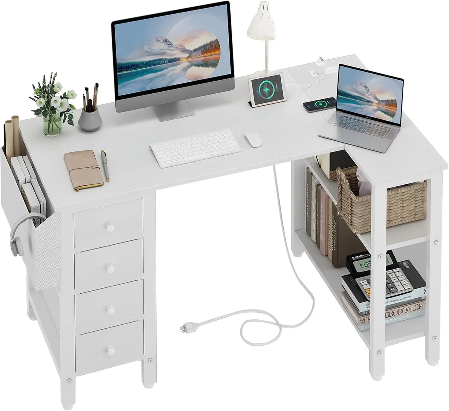 Reversible Desk with Power Outlet