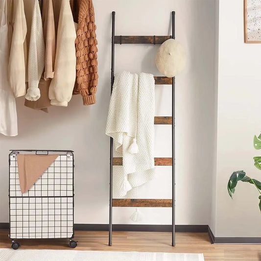 5-Tier Blanket Ladder with 10 Hooks