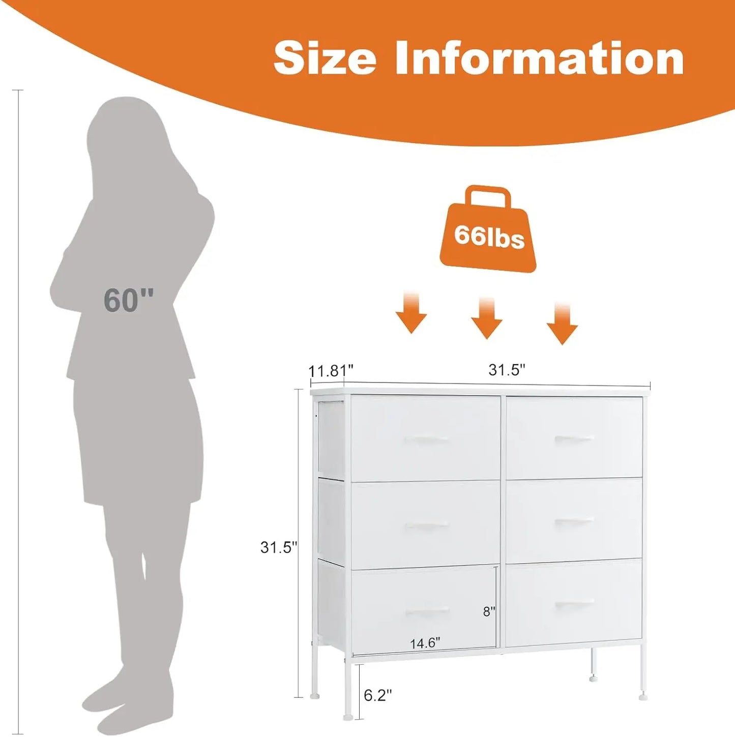 6 Fabric Drawers Nightstand