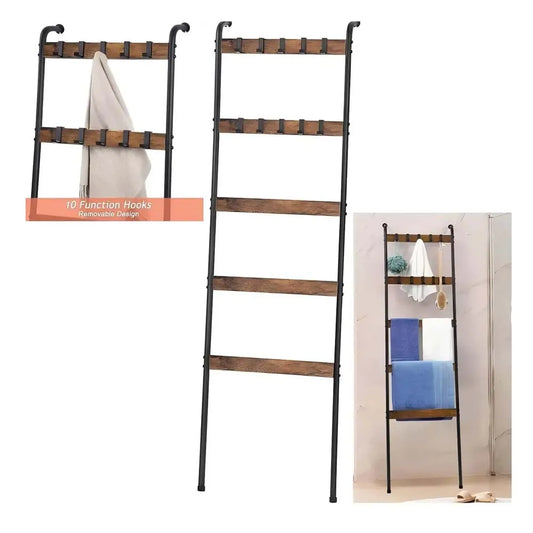5-Tier Blanket Ladder with 10 Hooks
