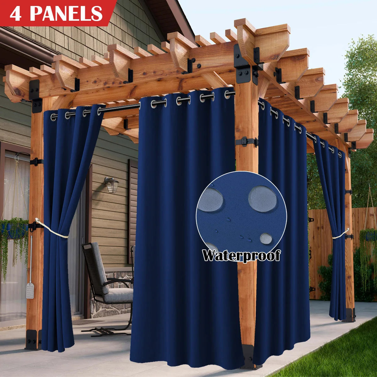 2/4PCS Waterproof Outdoor Curtains