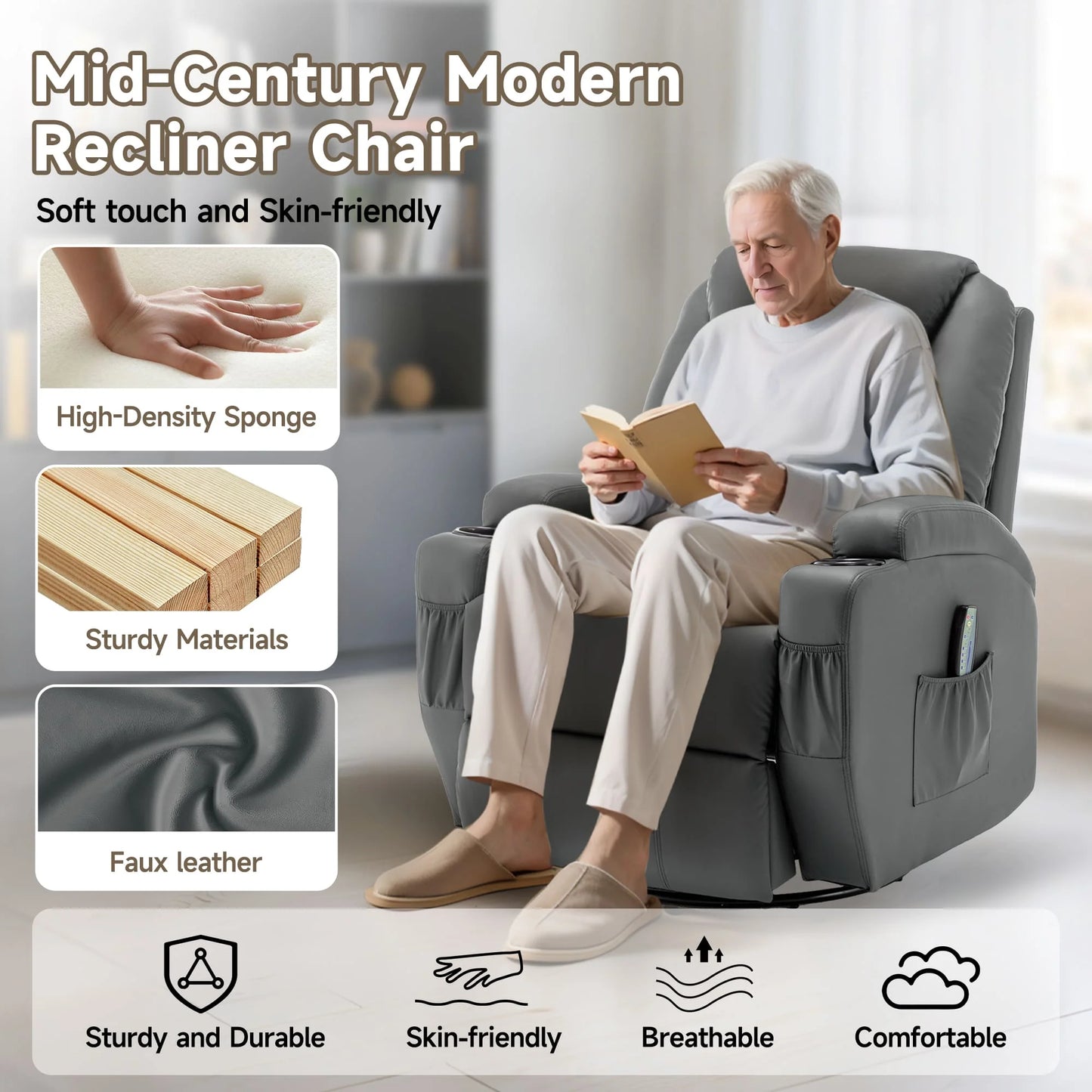 Recliner Chair with Massage and Heat
