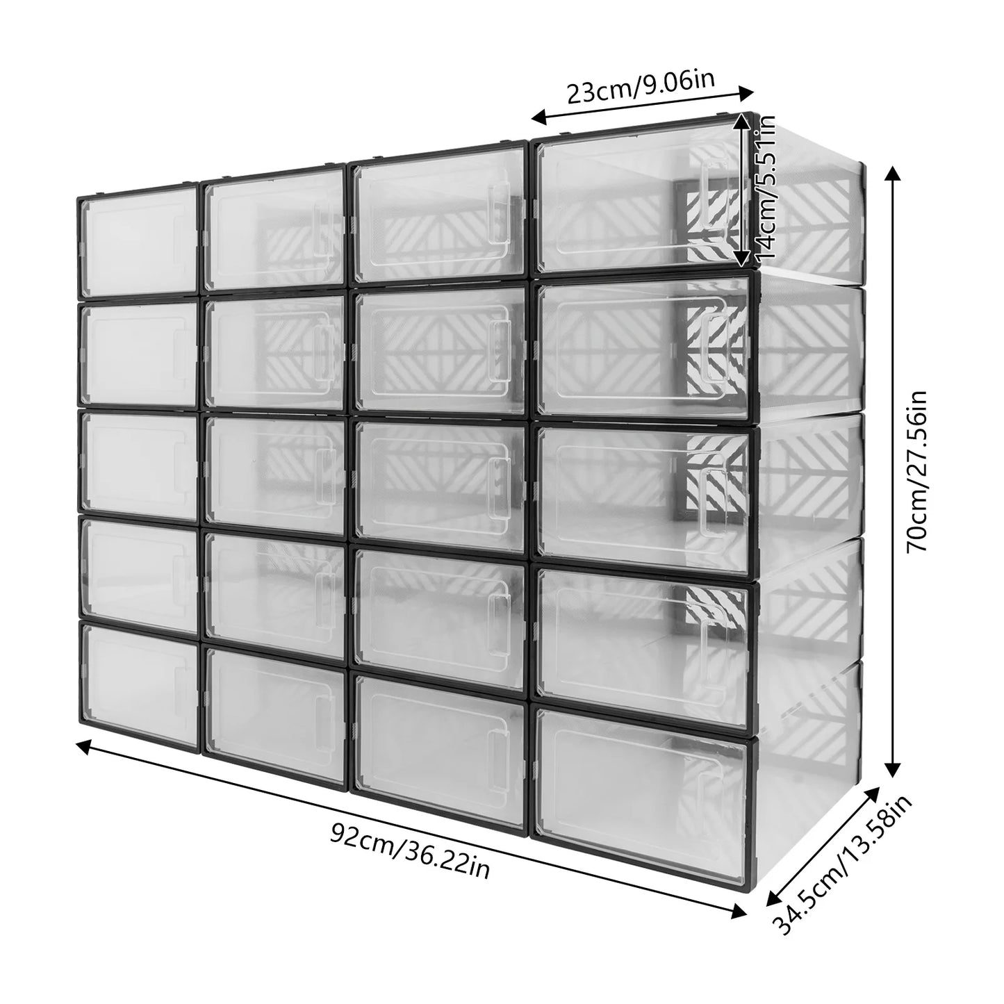 20 Pcs Transparent Shoe Storage Box
