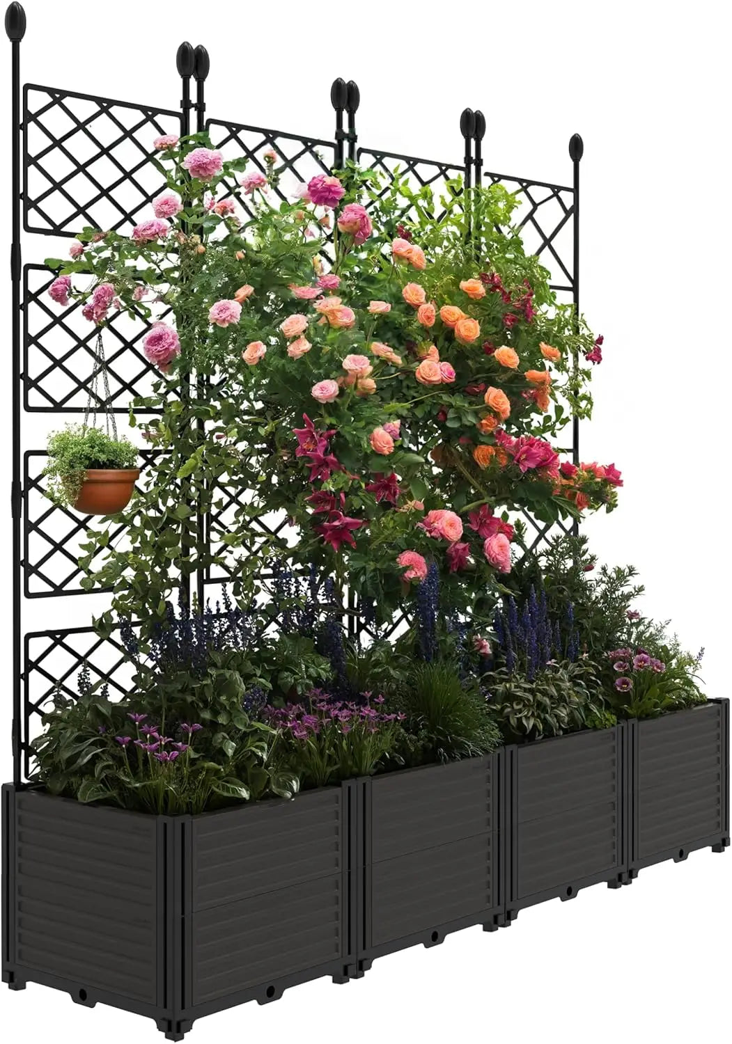 Plastic Planter Box w/ Trellis Rack