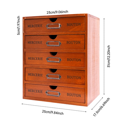 5 Drawer Wooden Desk Organizer