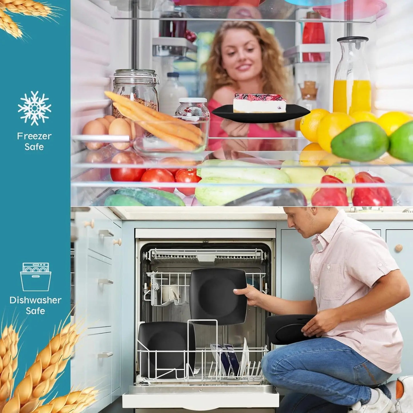 Square Dinnerware Set for 8 with 56 pieces of flatware