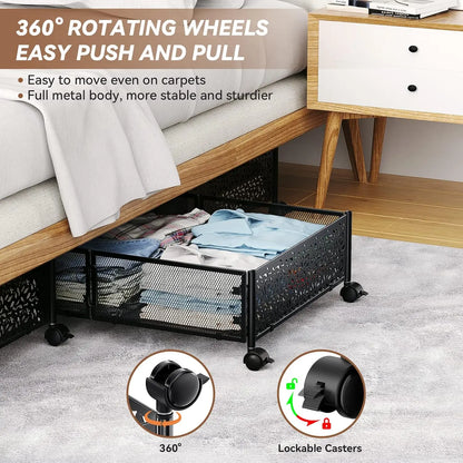 Metal Under Bed Storage Containers with Wheels