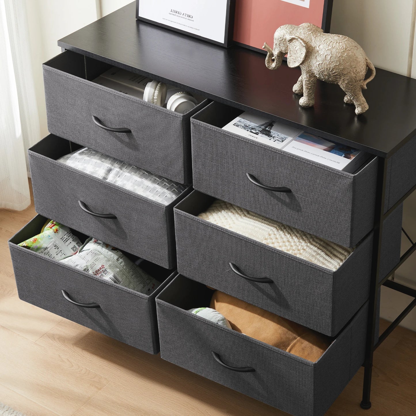 6 Fabric Drawers Nightstand