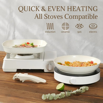 23Pcs Ceramic Cookware Set Non Stick Pots and Pans Set